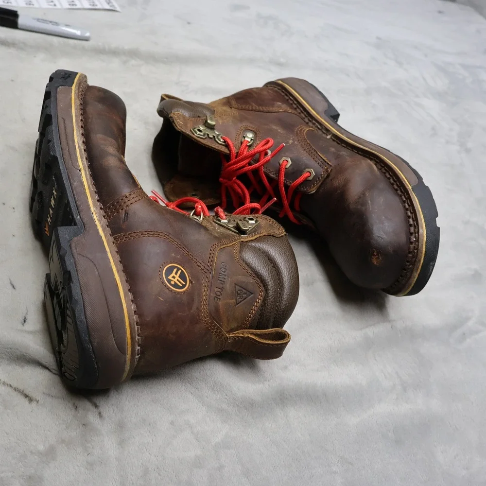 Hawx Mens 9.5D Brown Work Boots Composite Toe Cordura Waterproof BHXCORPW105